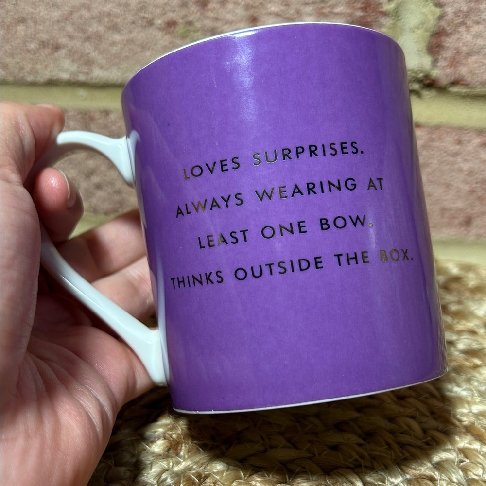 Lenox Kate Spade Things We Love Thoughtful 10 Oz Coffee Tea Mug Purple - Picture 2 of 4